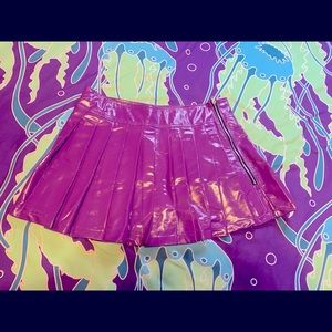 Dolls Kill Wild Cat Pleather Pleated Skirt 1X